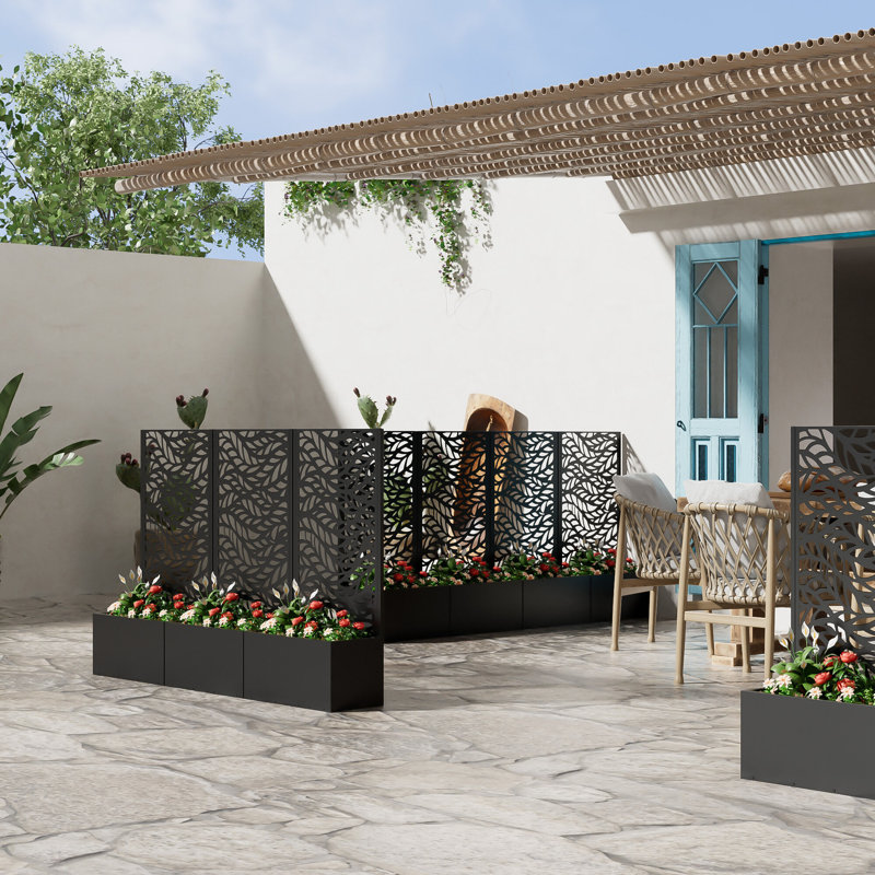 Boîte à fleurs en métal avec treillis, H 47 po x l 24 po x P 11 po
