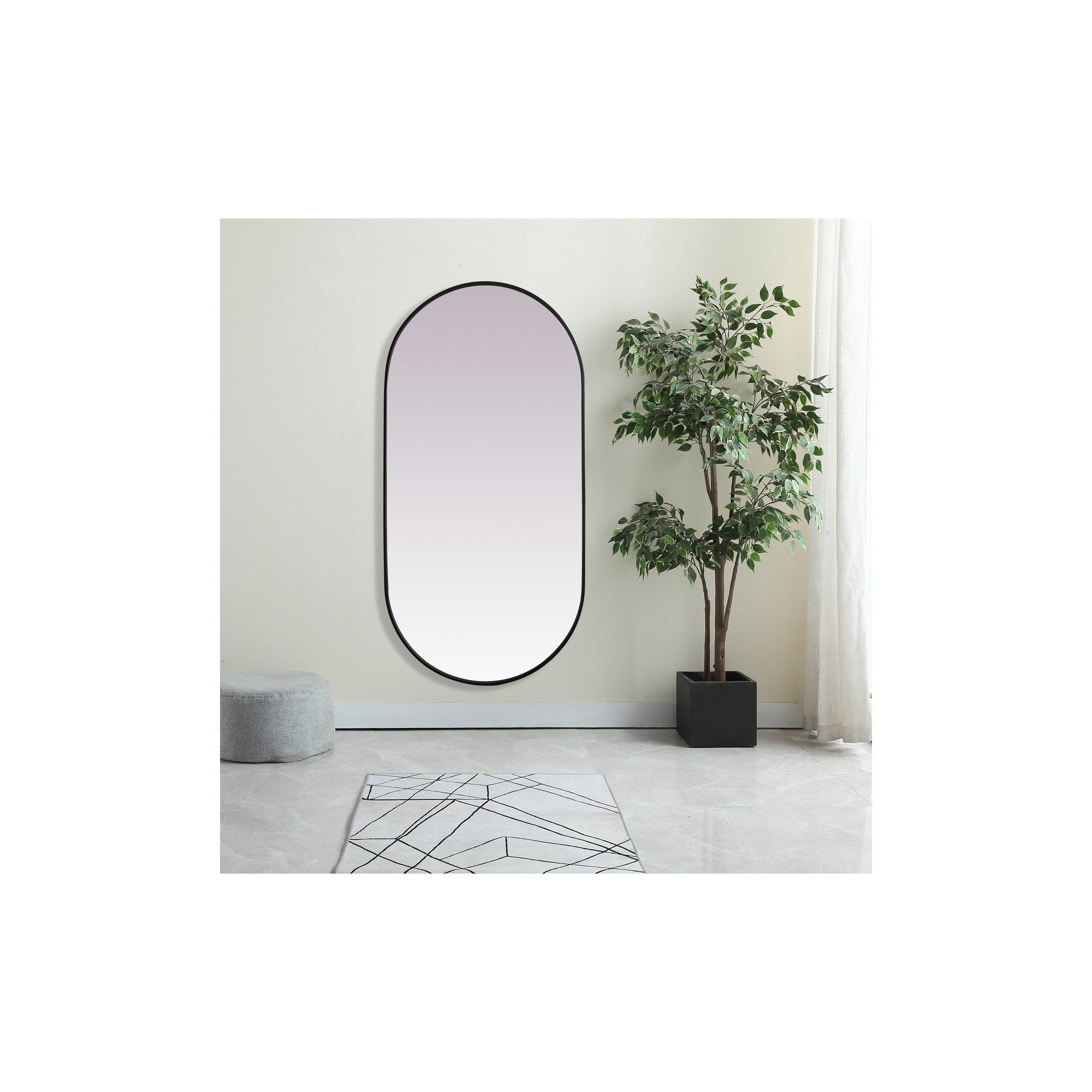 Elington Metal Oval Mirror, 60"  x 30" , Black