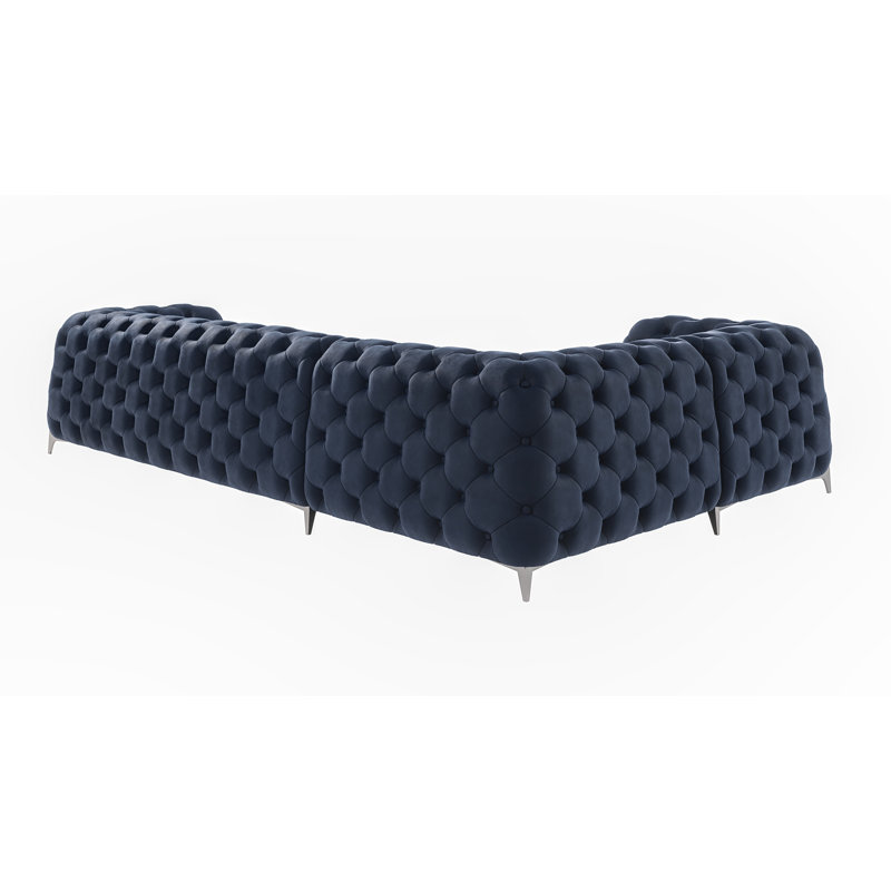 Juneri Chesterfield Corner Sofa, Left Hand Facing, Navy Blue