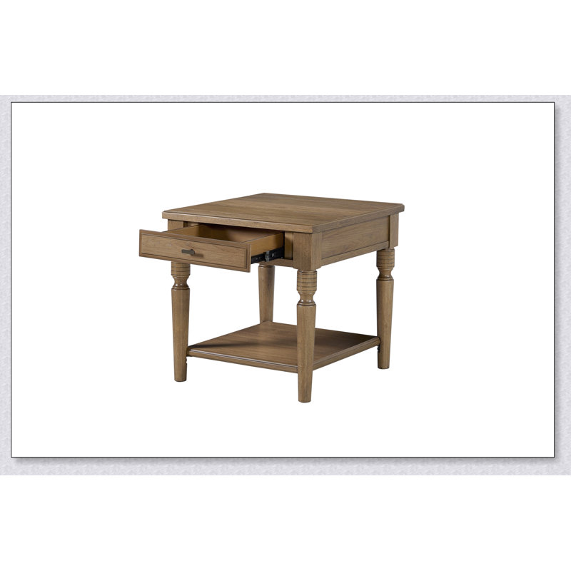 Table de bout élégante et fonctionnelle avec placages en hickory durable et finition amande élégante pour les intérieurs modernes