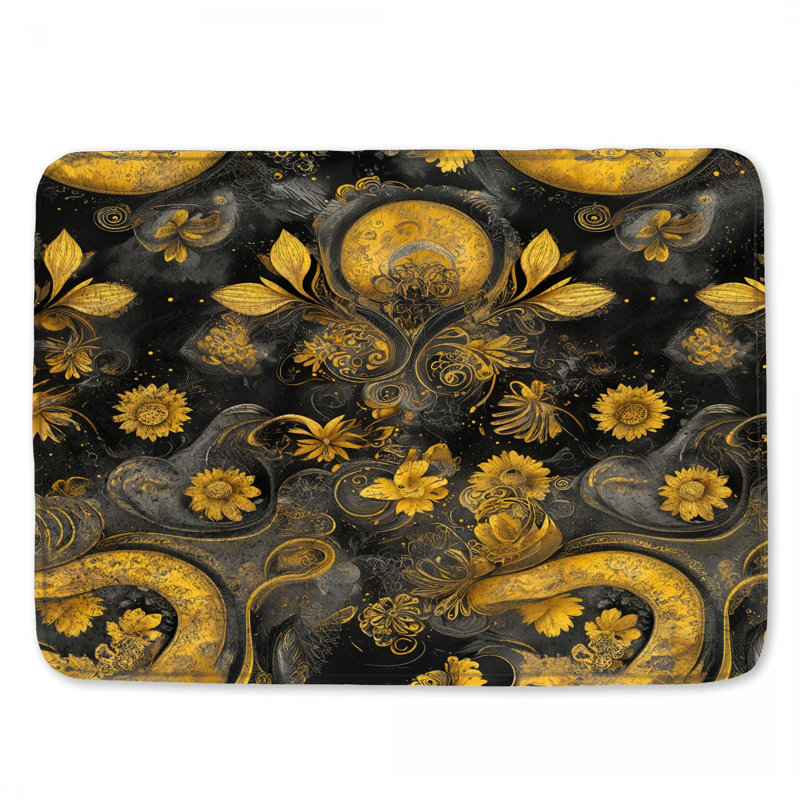 Tapis de bain Ornate Floral Swirls, 34in W x 21in L