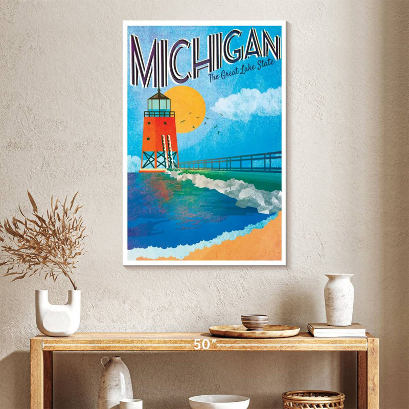 Lake Michigan, reproduction d'art sur toile, H 39 po x l 26 po x P 1,25 po
