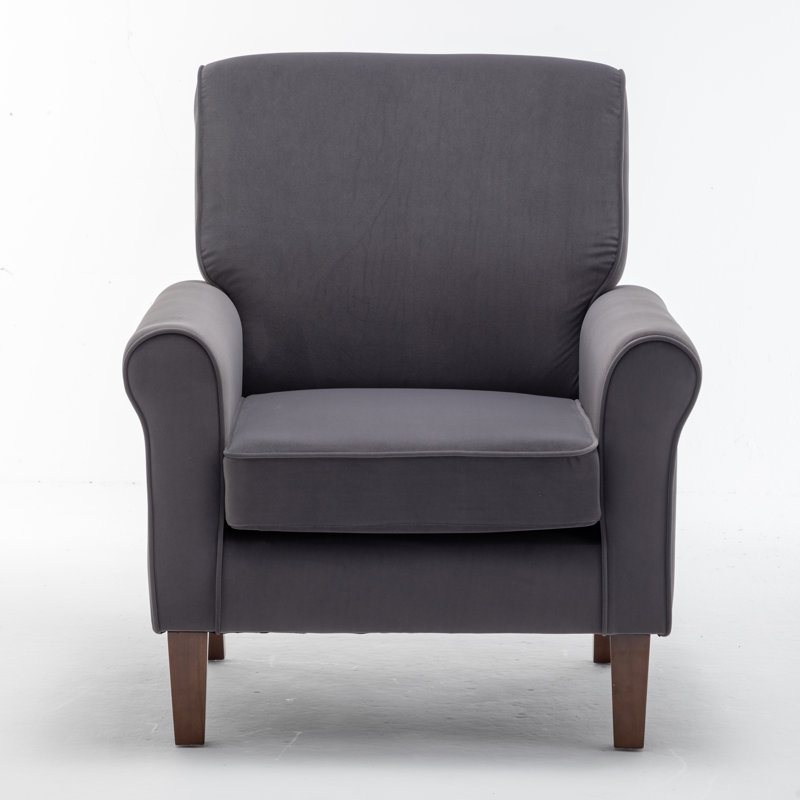 Kentin Velvet Armchair, Gray 100% Polyester