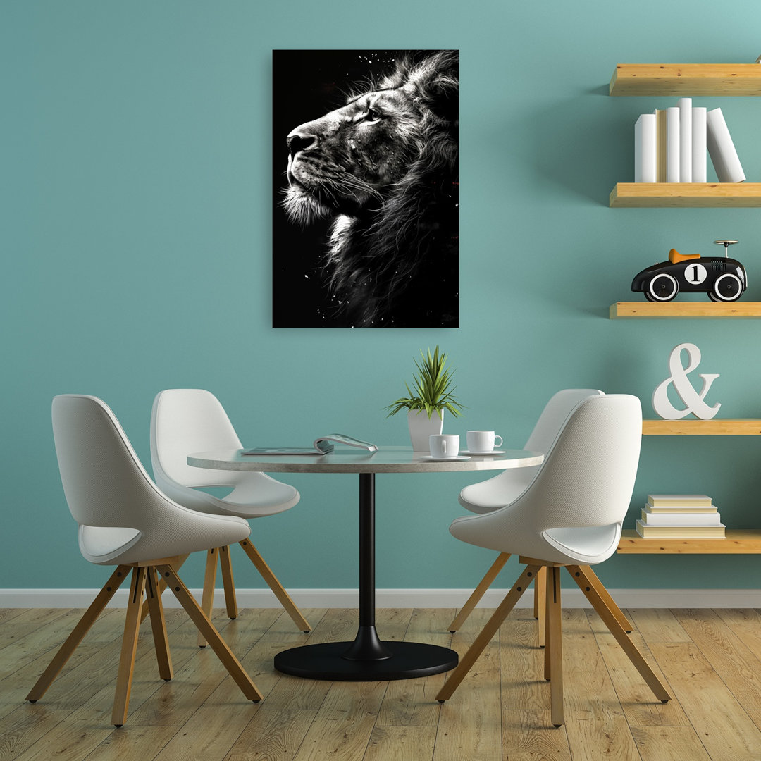 Lion Black And White Watercolor Animal Art Contemporary Cat Lion Animal Wall Art Print