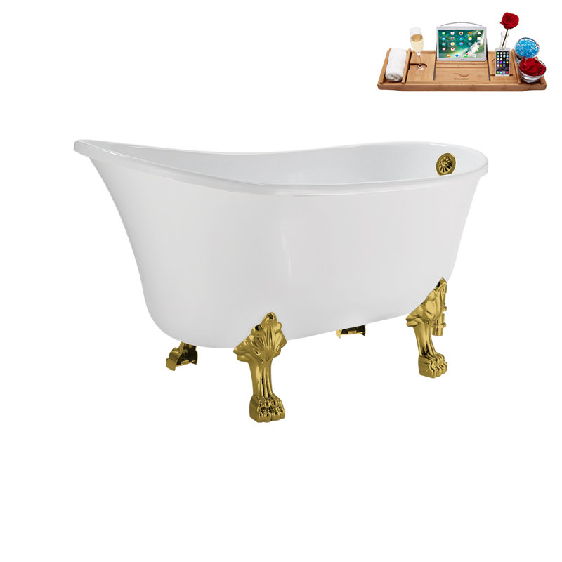 51.2'' x 25.6'' Soaking Acrylic Bathtub, Polished Gold, Polished Gold