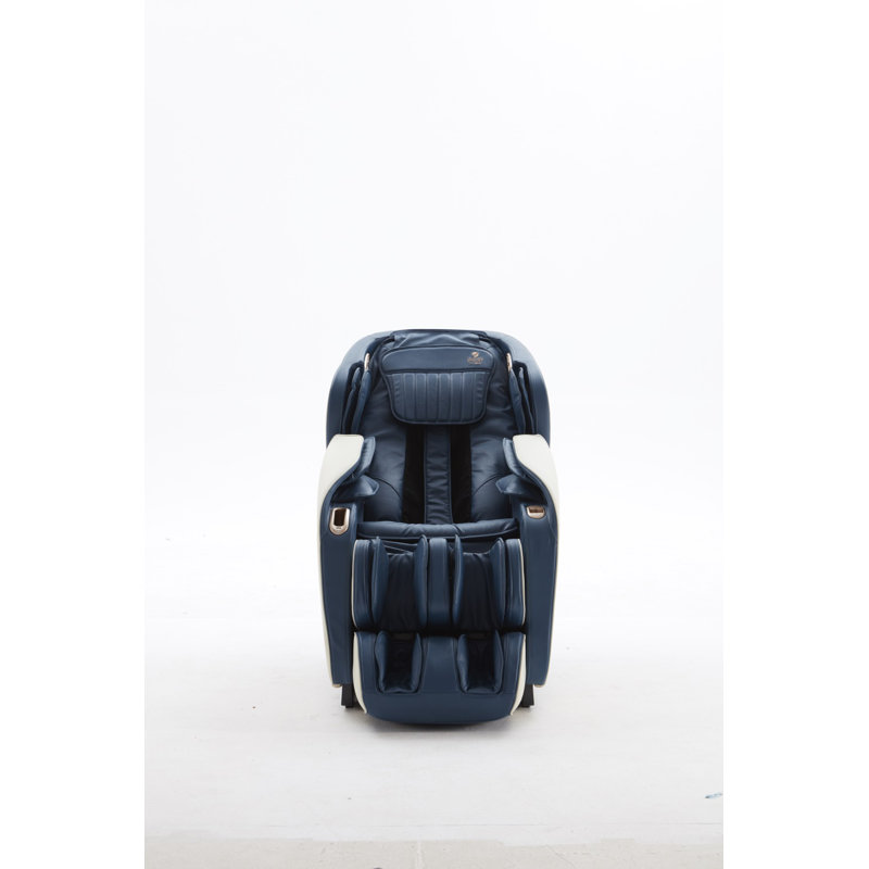 Fauteuil de massage chauffant inclinable en similicuir à largeur réglable et chauffant, Similicuir bleu