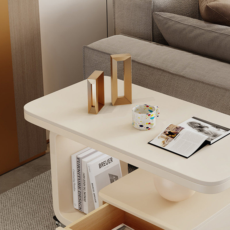 Table basse Italian Light Luxury, H 17,71 po x L 51,18 po x l 27,55 po, Ivoire ivoire, Ivoire ivoire