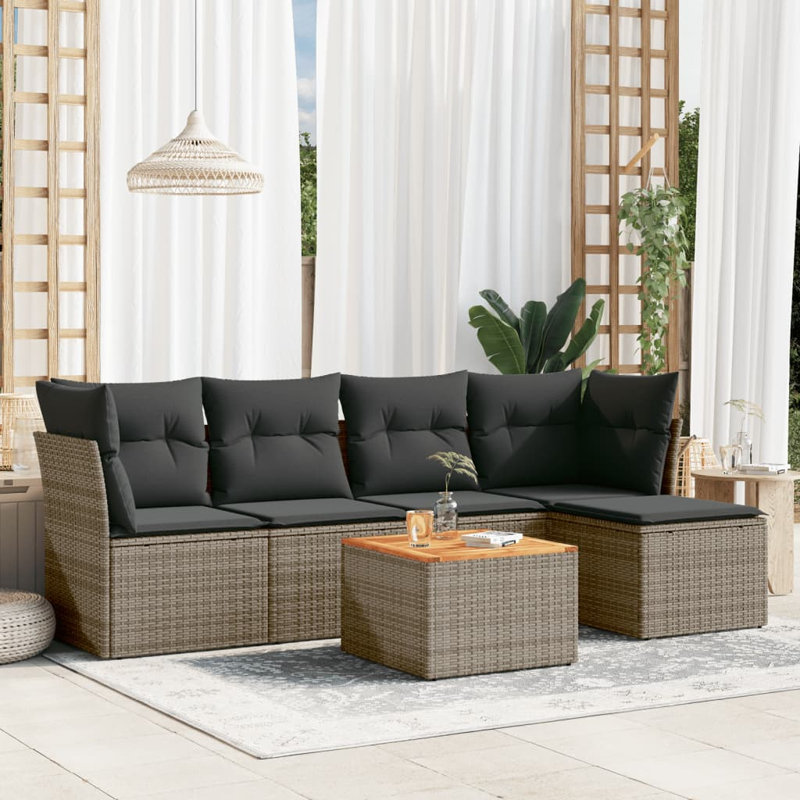 Ensemble de canapé de jardin modulaire en rotin PE gris 6 pièces Vidaxl