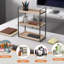 Waterproof 3-Tier 42 x 33 x 18 cm Bathroom Organiser Countertop, Wooden Countertop Storage with Metal Frame