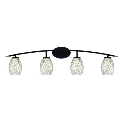 Kurve 4 Light Bath Bar With 5" Natural Fusion Glass