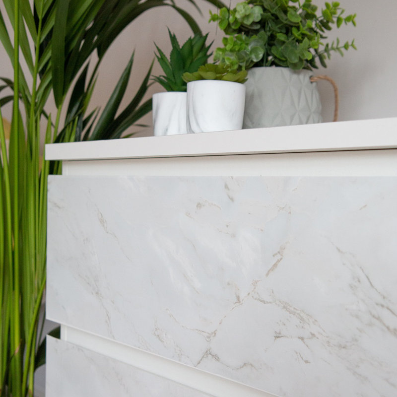 Neace 2m x 67.5cm Peel & Stick Wallpaper Roll, Marble Romeo Matt White