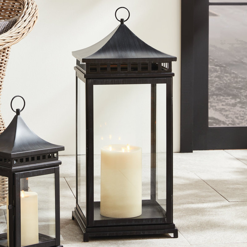 Kito Stainless Steel Tabletop Lantern, 30" H x 13" W x 13" D