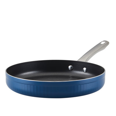 Farberware Style Nonstick Cookware Deep Round Grill Pan, Blue