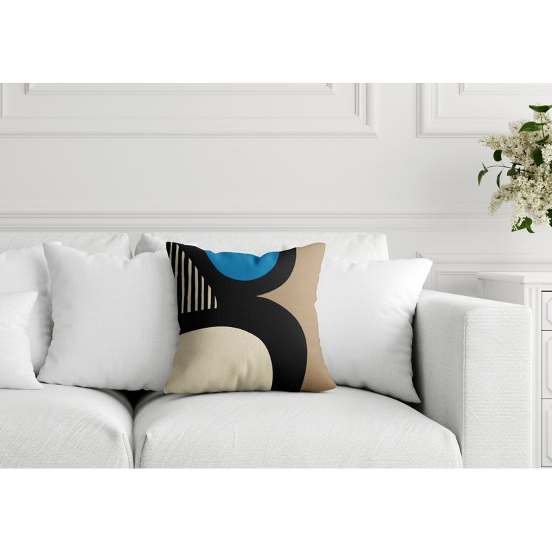 Lara Abstract Outdoor Reversible, 15" x 15", Turquoise/Off White
