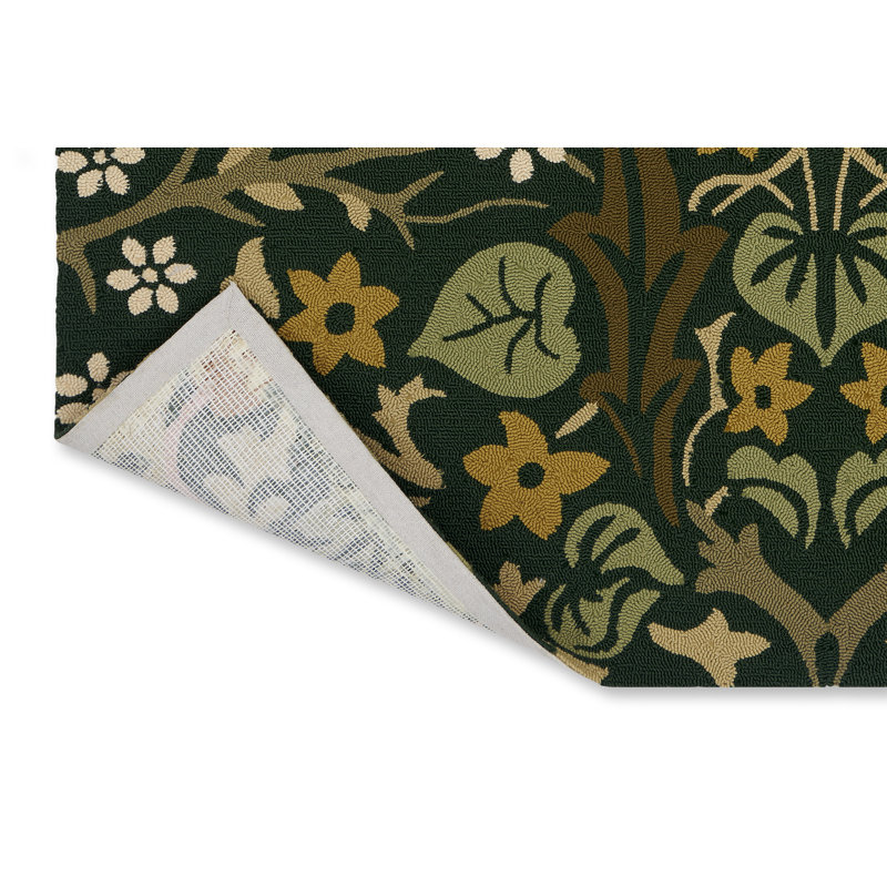 Floral Area Rug in Green, Rectangle 5'3'' x 7'6''
