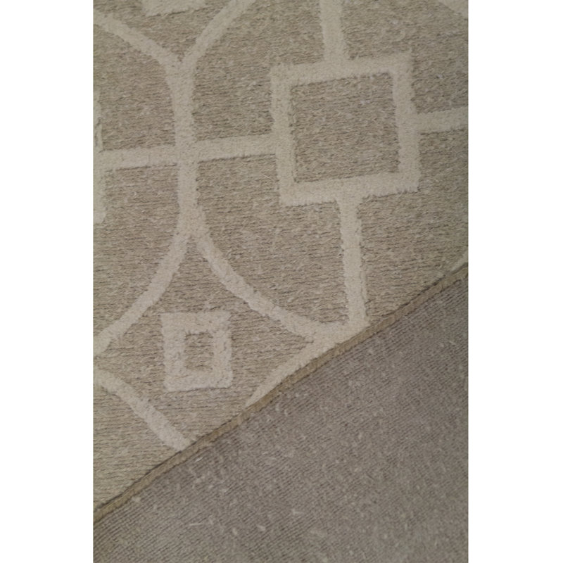 Cotton Geometric Area Rug in Beige