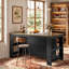 Îlot de cuisine de 140 cm avec étagères de rangement ouvertes, table de bar haute noire et brune avec sièges pour cuisine et salle à manger