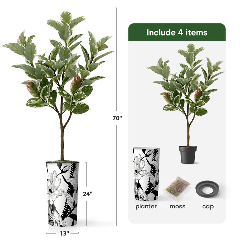 Arbre artificiel en fleur noire et blanche, Fleur noire