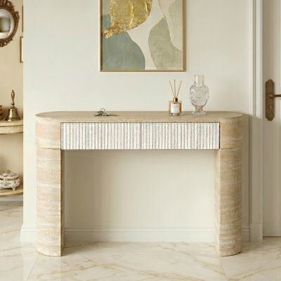 47.2" Elegant Console Table With Fluted Drawers, Mordern Entryway Table For Hallway, Living Room & Dining Room