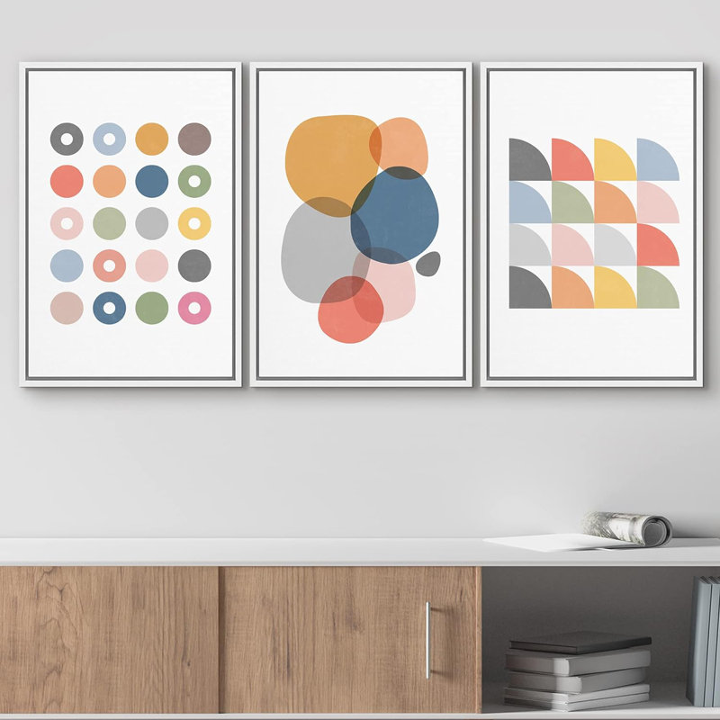 Mid-Century Shape, H 24 po x l 48 po, Cadre flottant blanc