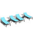 Chaise longue d'extérieur en métal avec table