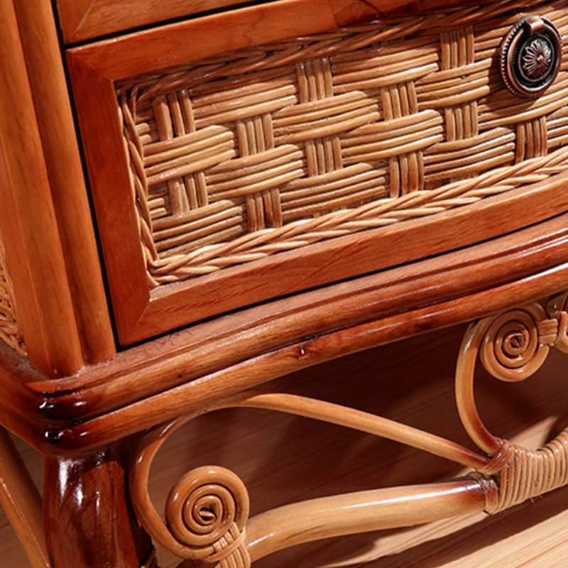 Armoire de rangement avec tiroirs en rotin