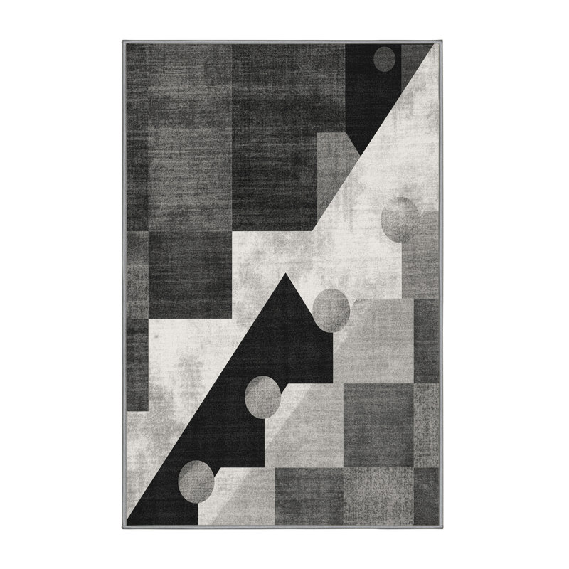 Tapis gris moderne et contemporain lavable à la machine Bensonhurst, 7 x 10
