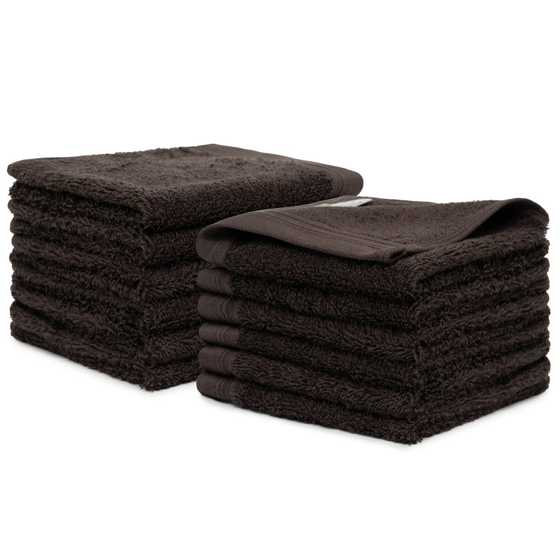 Graciela 12 Piece 100% Cotton Washcloth Set, Chocolate