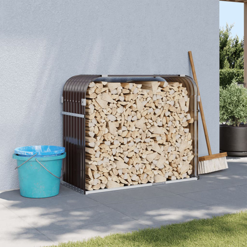 Porte-bûches en acier galvanisé 47,2 po x 17,7 po x 39,4 po, Brun