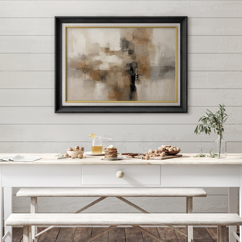 Œuvre encadrée de qualité supérieure - reproduction d'art abstrait pour décoration de salon - 26 po x 36 po, Noir
