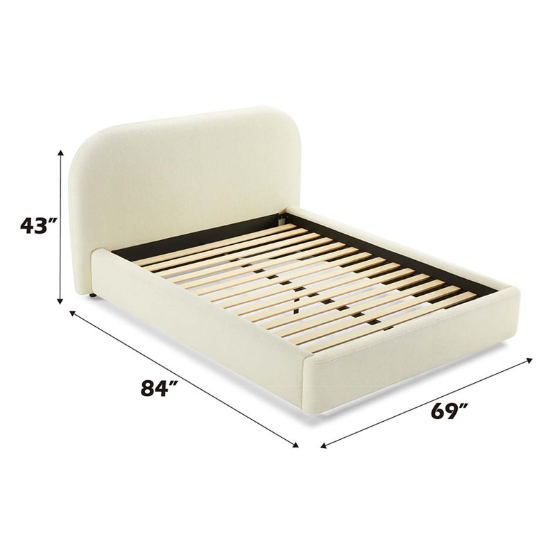 Lit double Arden, tissu beige, Complète