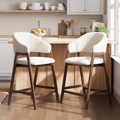 Tabouret de bar rembourré en bois massif