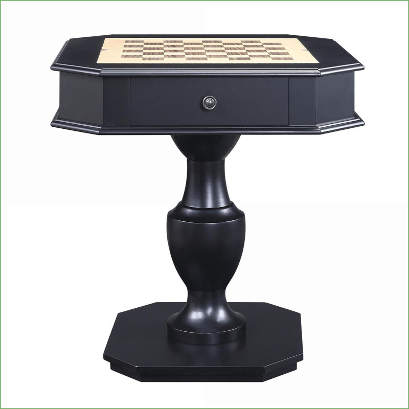 Table de jeu avec plateau réversible pour 3 jeux 2 tiroirs | Finition noire | Bois et amp; Panneau de fibres à densité moyenne | Noir | Bois synthétique