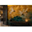 Papier peint mural turquoise abstrait avec motif de grues en vol-307354934-307354958
