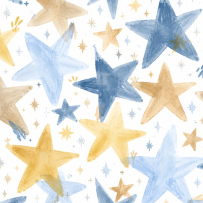 Papier peint adhésif étoiles bleues dorées et blanches autocollantes l 23,6 "x H 118" papier auto-adhésif amovible
