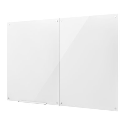 Ensemble de 2 tableaux effaçables à sec en verre, 35,4 x 23,6 po, tableau blanc magnétique noir, fixation murale, sans cadre, verre trempé durable, comprend des marqueurs, des aimants et une gomme, idéal pour le bureau, la salle de classe ou la maison