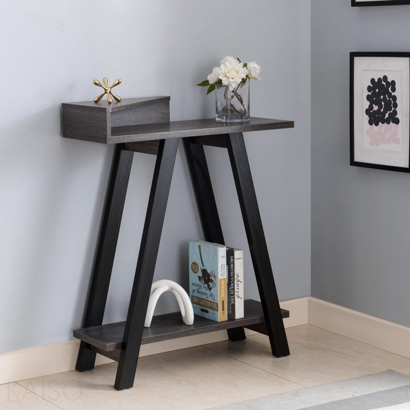 Console contemporaine, deux tons, deux tablettes pour le salon - noir / gris