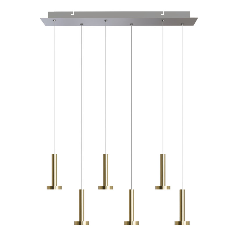 Luminaire suspendu pour îlot de cuisine 6 lumières Netice, Laiton