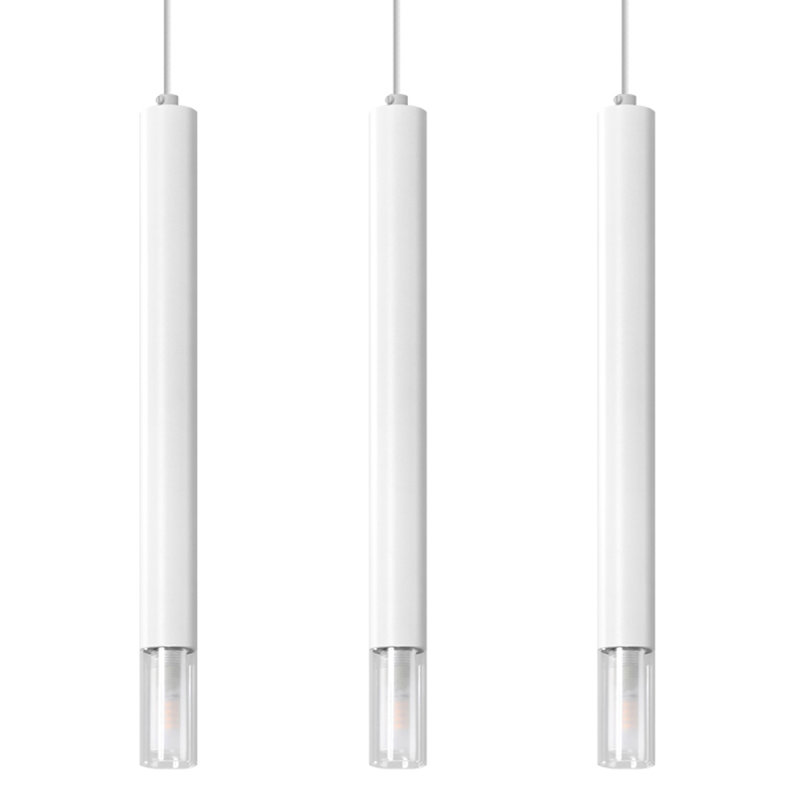 Bohlen - Light Stainless Steel Pendant, White, 3 Lights, 52cm W x 9cm D