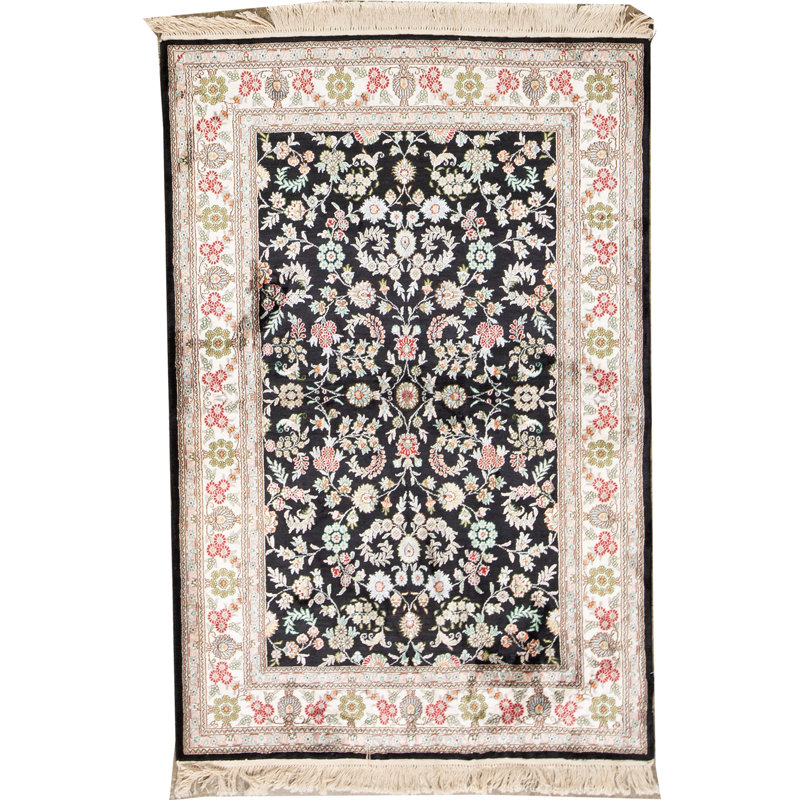 Tapis rouge et ivoire noué à la main de haute qualité