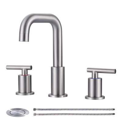 Widespread 2-handle Bathroom Faucet with Drain Assembly