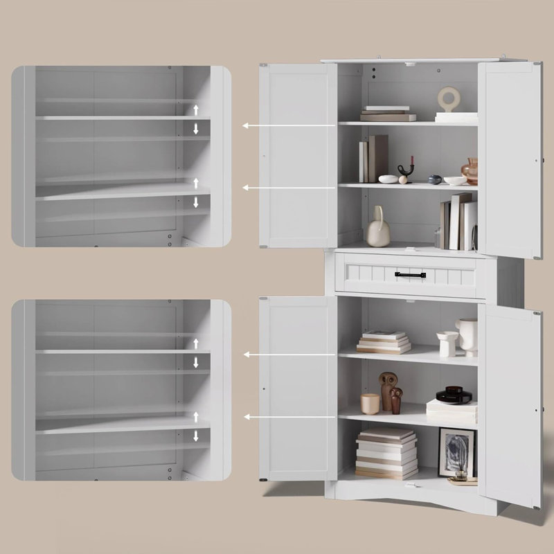 Garde-manger autoportant 71 po avec tiroir, tablettes réglables, portes magnétiques et conception anti-basculement Orys