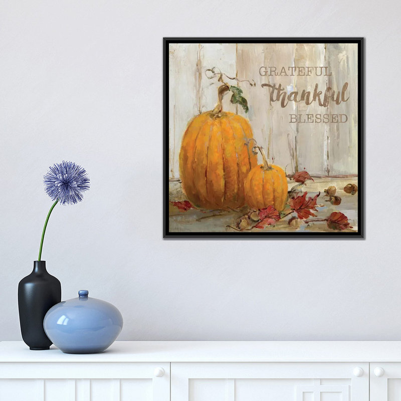 «Pumpkin Patch I», impression sur toile, H 18 po x l 18 po x P 1,5 po, Toile avec cadre noir, Pas de tapis