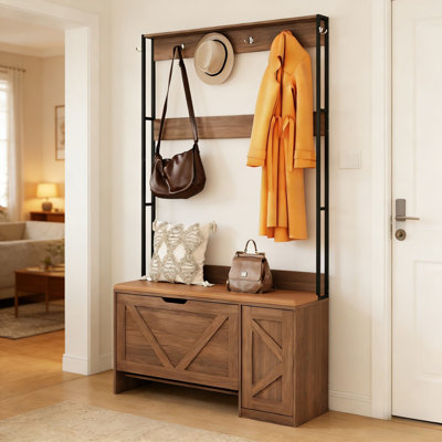 Portemanteau 3-en-1 avec banc et rangement pour chaussures, portemanteau