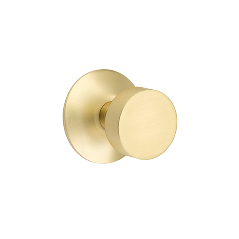 Bouton rond de passage avec rose moderne, Laiton satiné