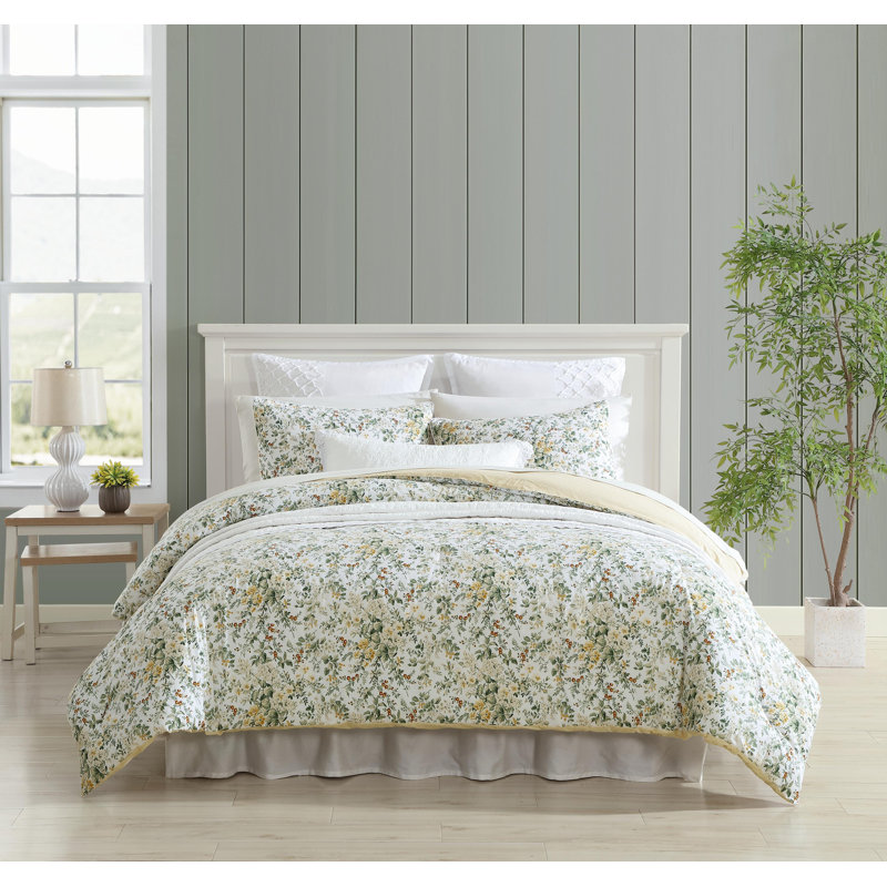 Ensemble d'édredon réversible en coton Laura Ashley Country Meadow, Édredon très grand + 2 taies décoratives très 