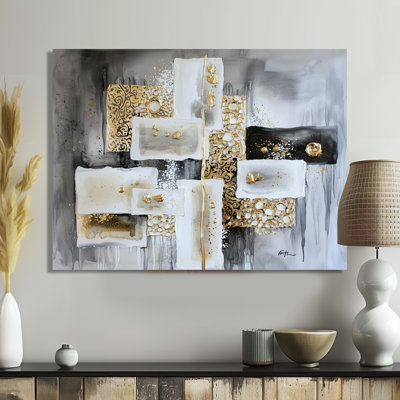 Abstract Suprematism Golden Balance I - Abstract Suprematism Wall Art Print