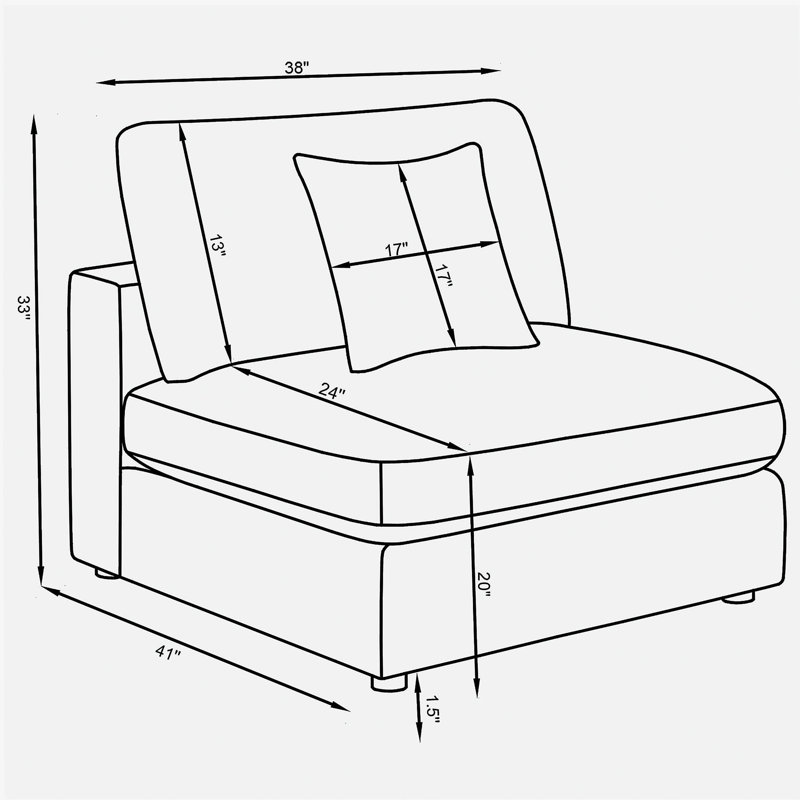 Duncan Charcoal Upholstered Armless Chair with Removable Cushions