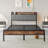 Bed Frame, Storage Headboard with Charging Station, Solid and Stable, No Box Spring Needed, Easy Assembly