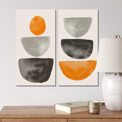 Minimal demi-lune abstraite I - ensemble de 2 peintures